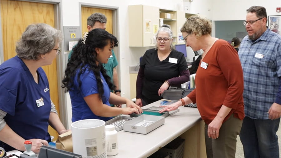 Veterinary staff with pet